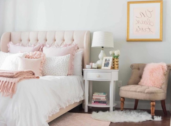 light pink teenage bedroom