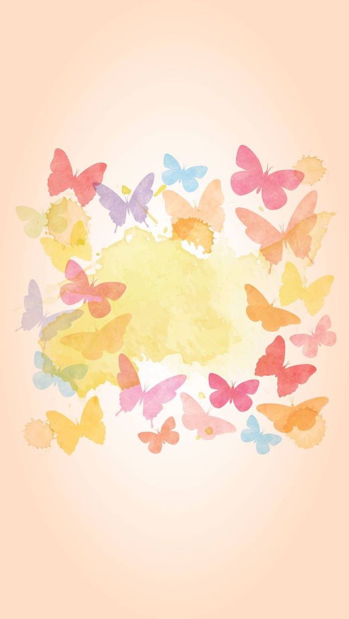 drawing of butterflies, colourful phone wallpaper, spring images, phone background
