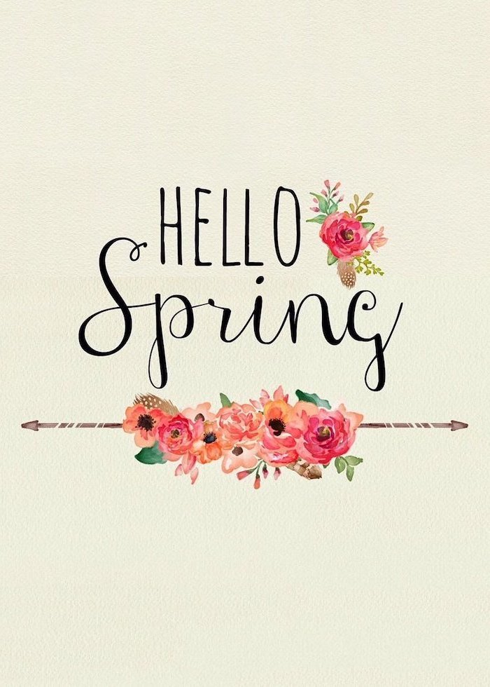 hello spring, white background phone wallpaper, images of spring, drawings of flowers