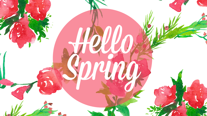 hello spring quote, roses drawn around it, desktop background, spring pictures, white background