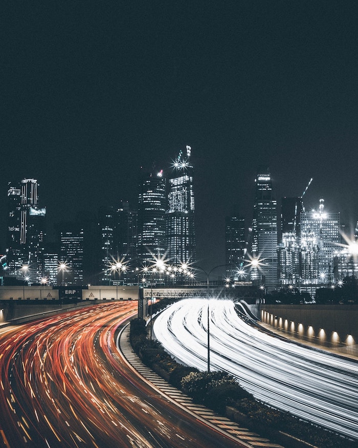 large highway, speeding cars, cute tumblr wallpapers, city landscape, in the night