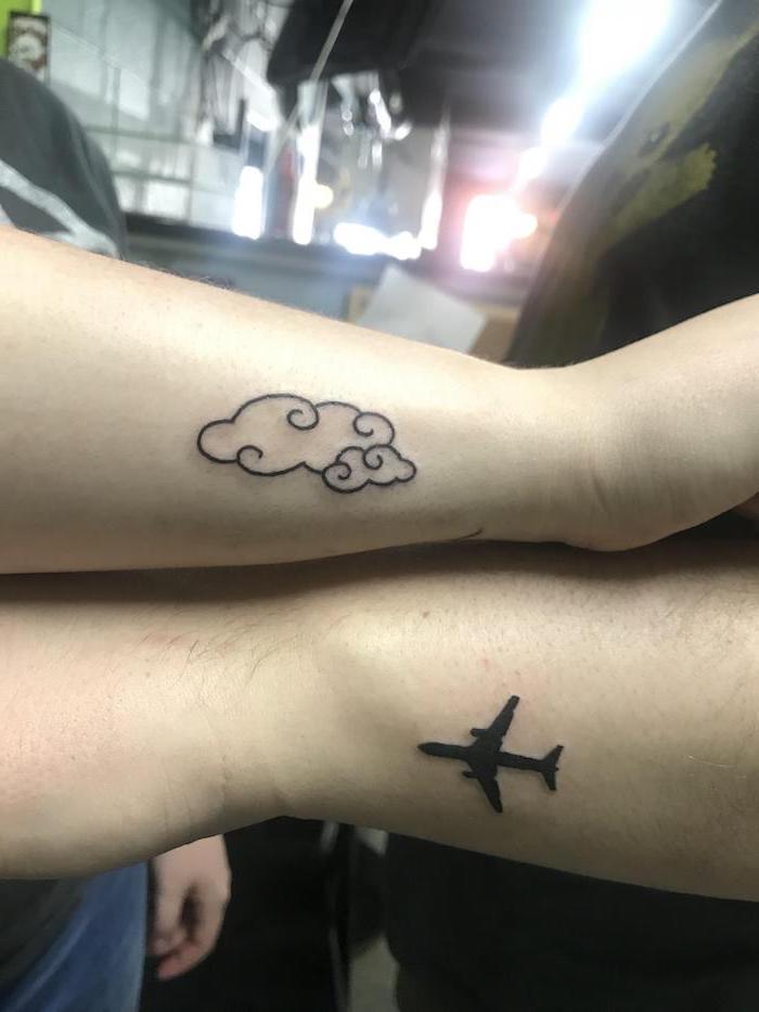 marriage tattoos, cloud and sky, wrist tattoos