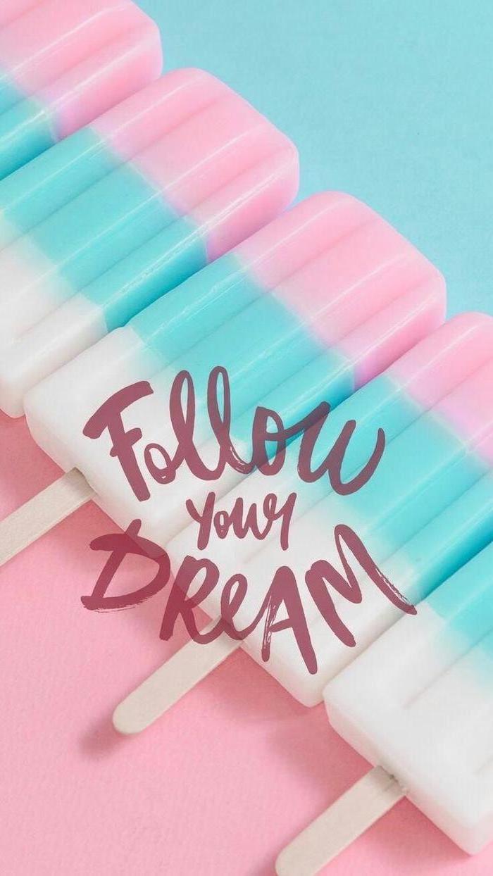 girly backgrounds, follow your dream, pink blue and white lollipops