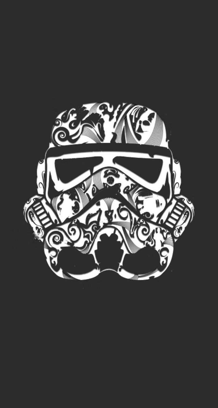 star wars inspired, floral stormtrooper helmet, flower background tumblr, black background