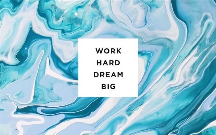 work hard, dream big, motivational quote, rose wallpaper phone, blue marble background