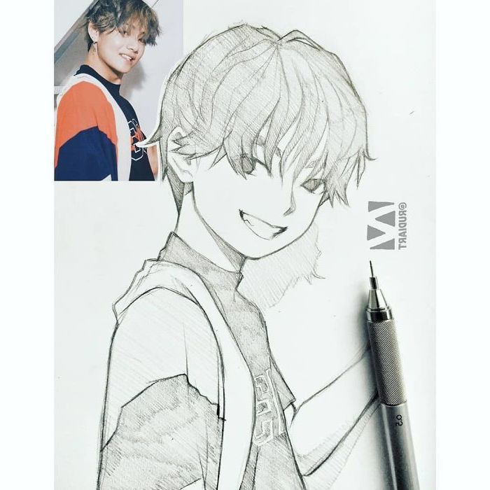 black and white, pencil sketch, drawn from photo, how to draw anime step by step, boy drawing