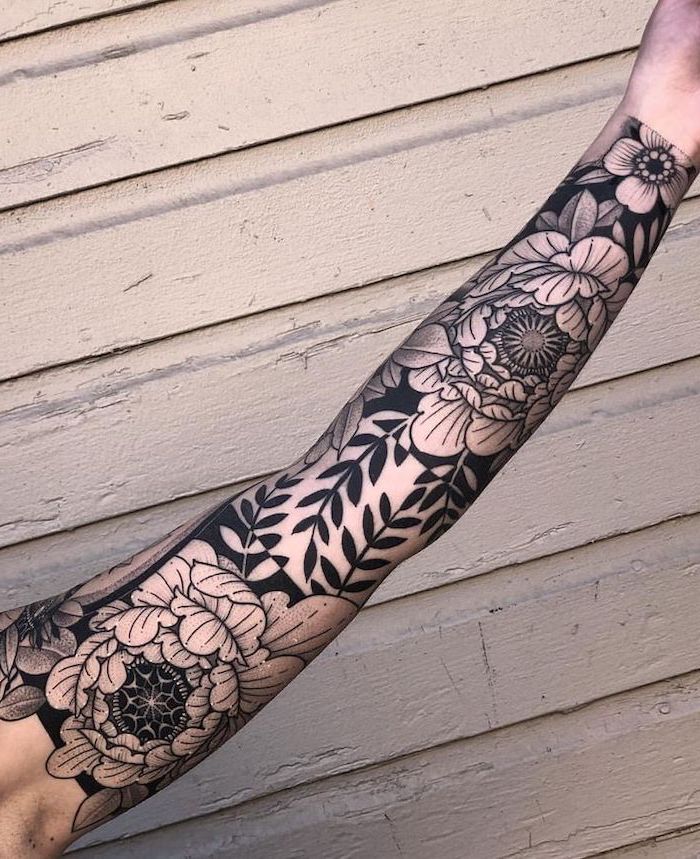 black and white floral sleeve