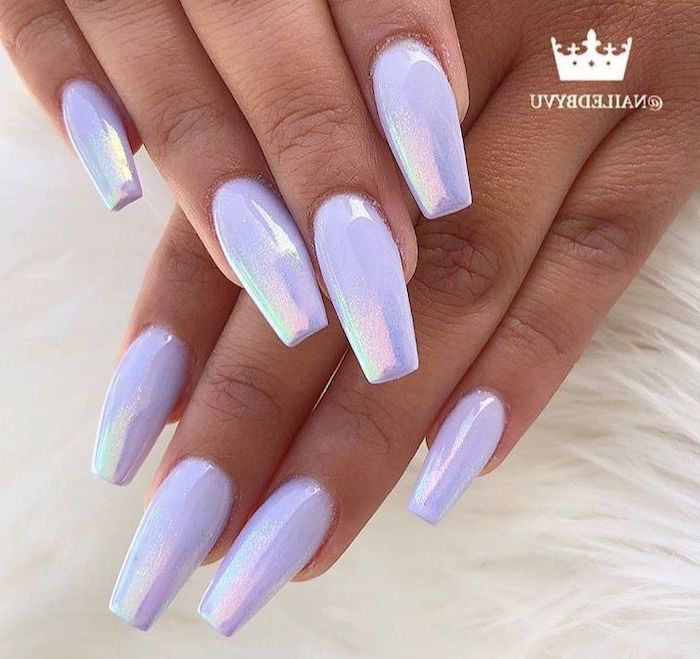 cute gel nails, long coffin nails, white chrome, nail polish, white background