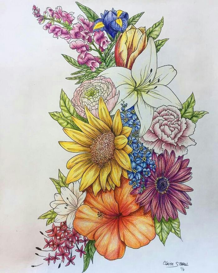 1001 + ideas and tutorials for easy flowers to draw + pictures