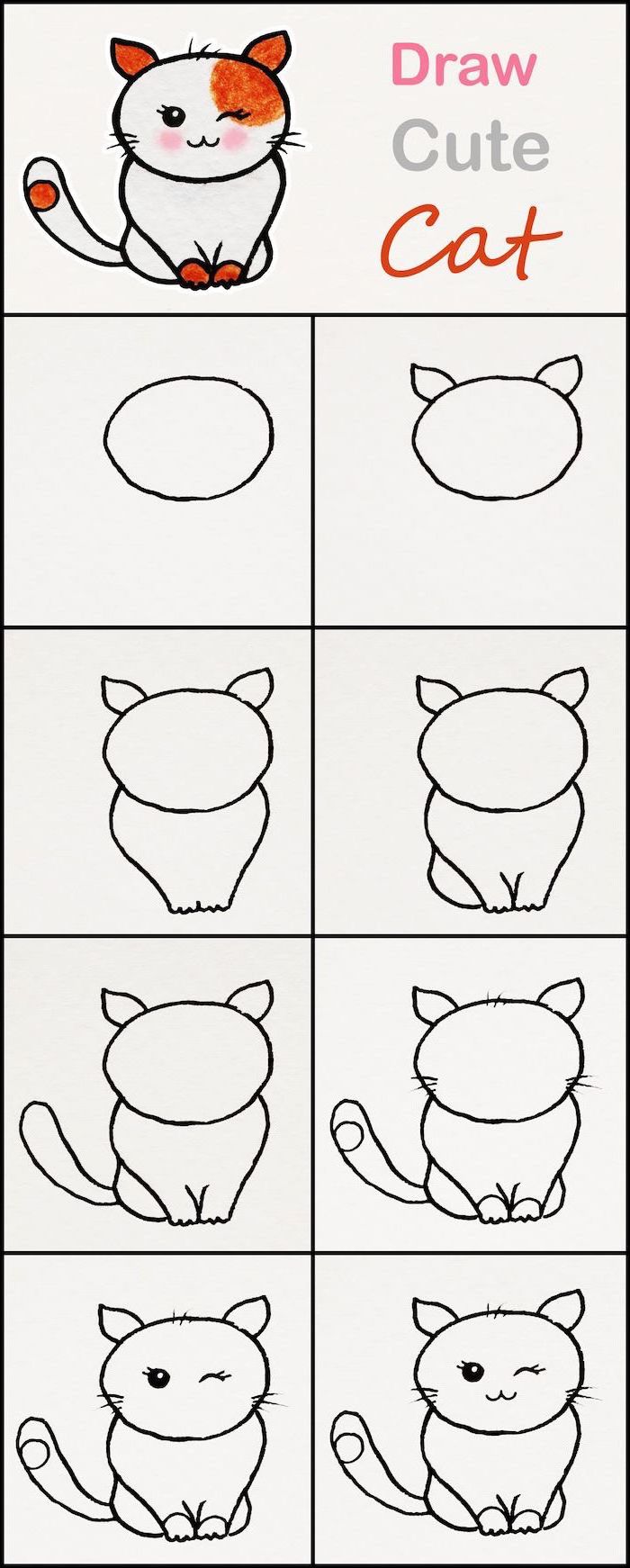 how to draw a cat, cool things to draw, step by step diy tutorial, sketch on white background