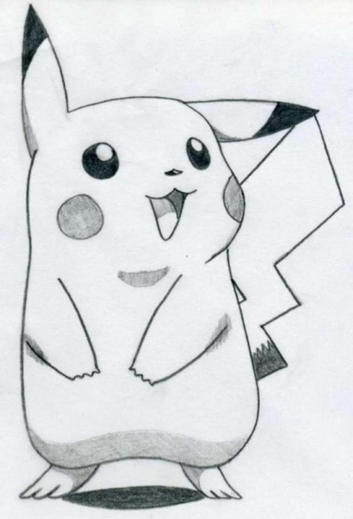 pikachu drawing, how to draw cute things, black and white pencil sketch, white background